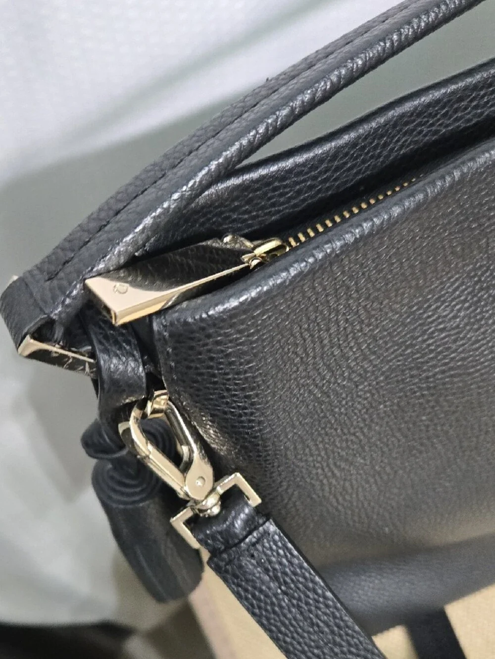 kate spade Black Pebbled Leather Hobo Shoulder Bag with Tassel